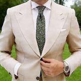 Black With Green White Floral Necktie