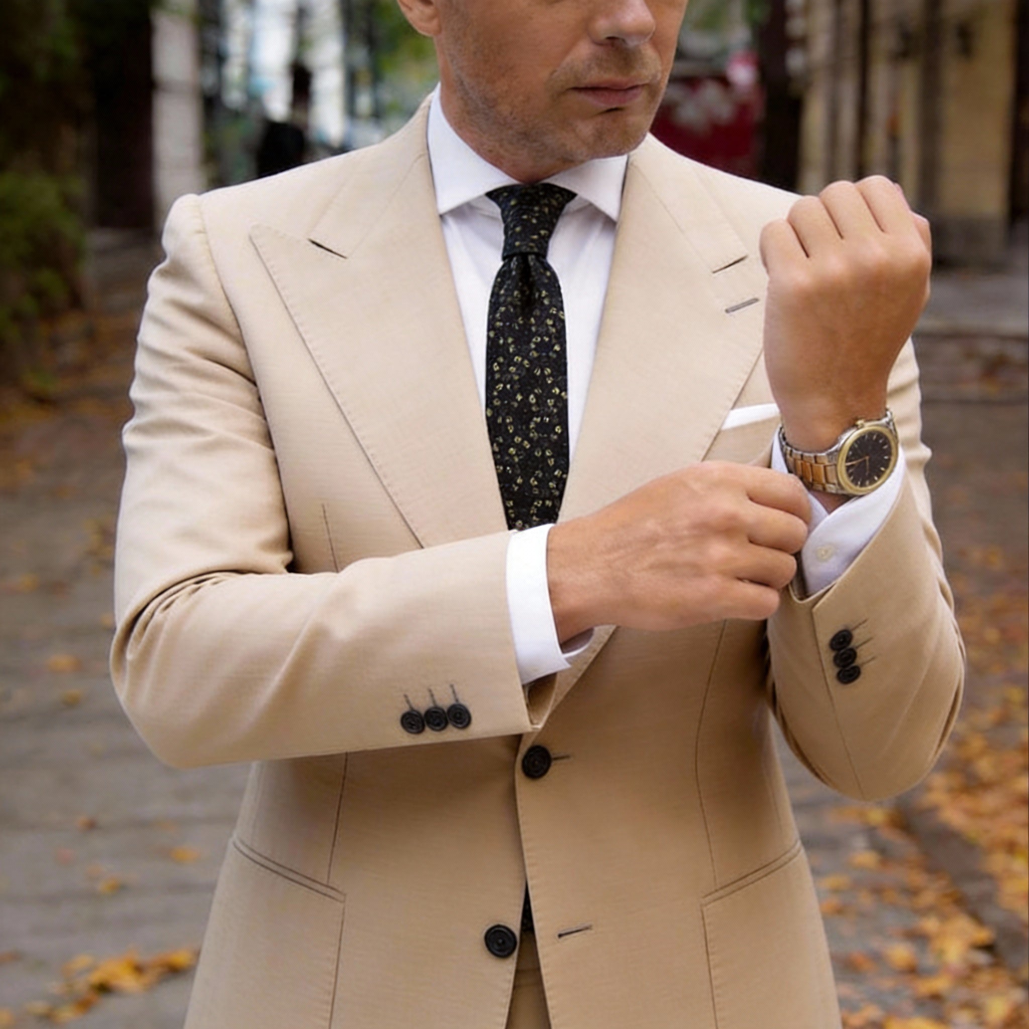 Black With Green Floral Necktie