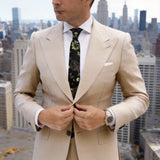 Black With Green Floral Necktie