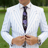 Black With Purple Floral Necktie