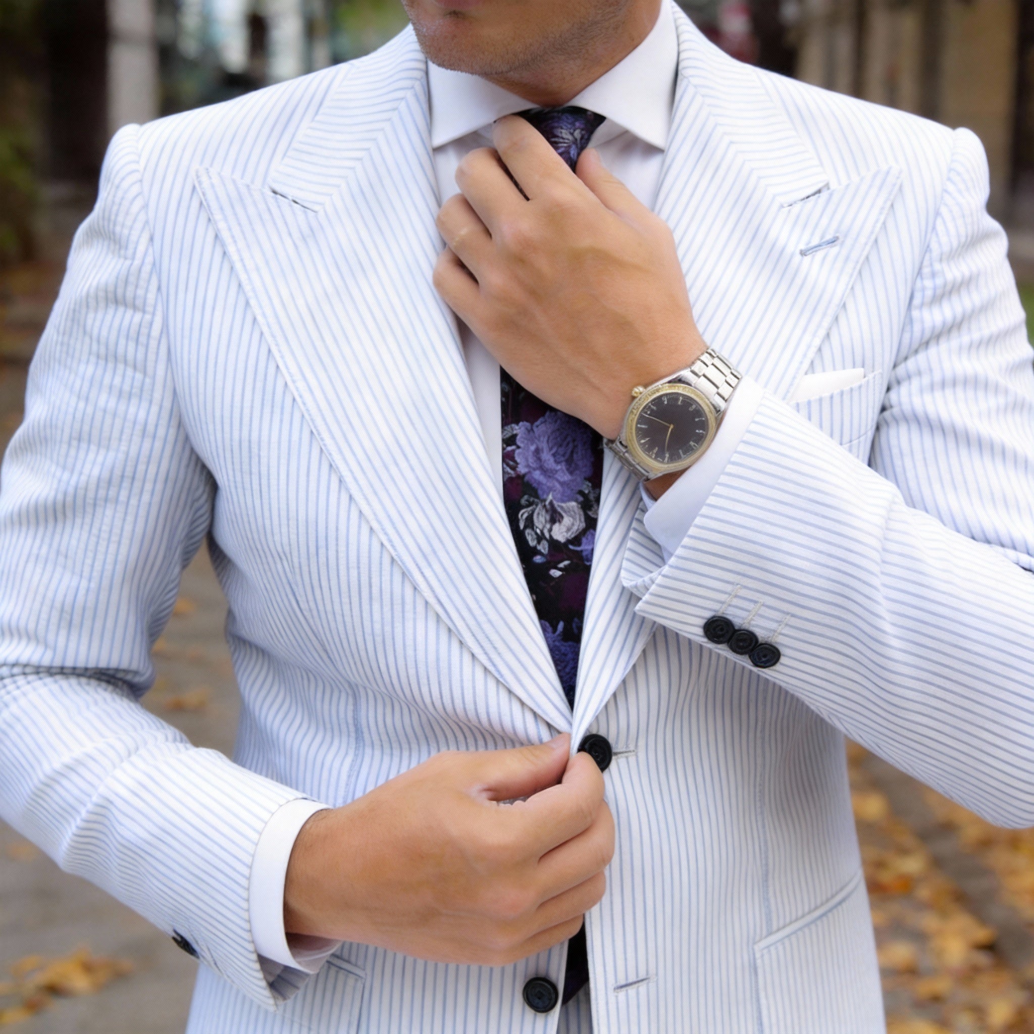 Black With Purple Floral Necktie