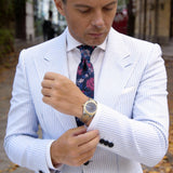 Dark Blue With Pink Floral Necktie