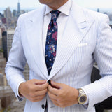 Dark Blue With Pink Floral Necktie