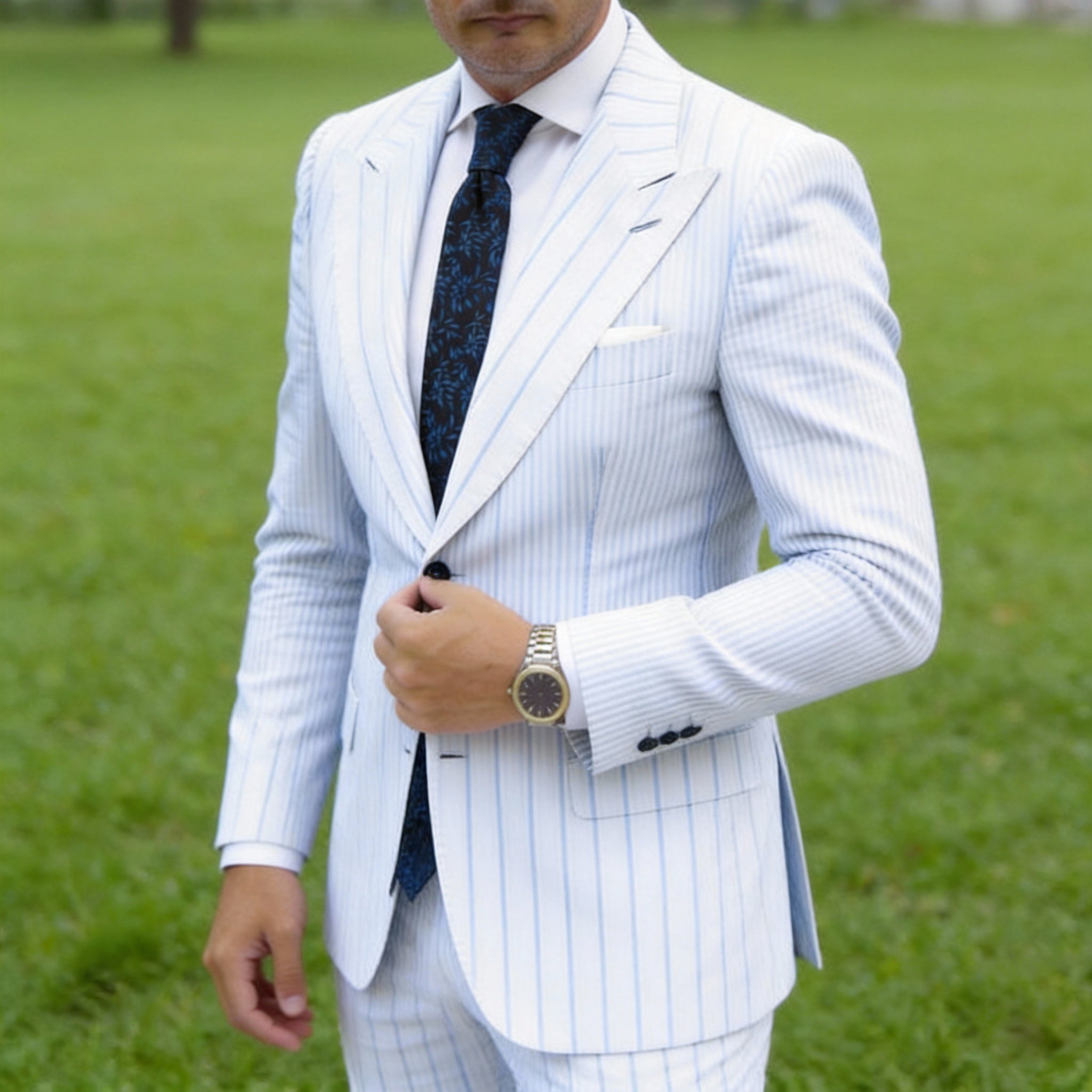 Black With Blue Floral Necktie