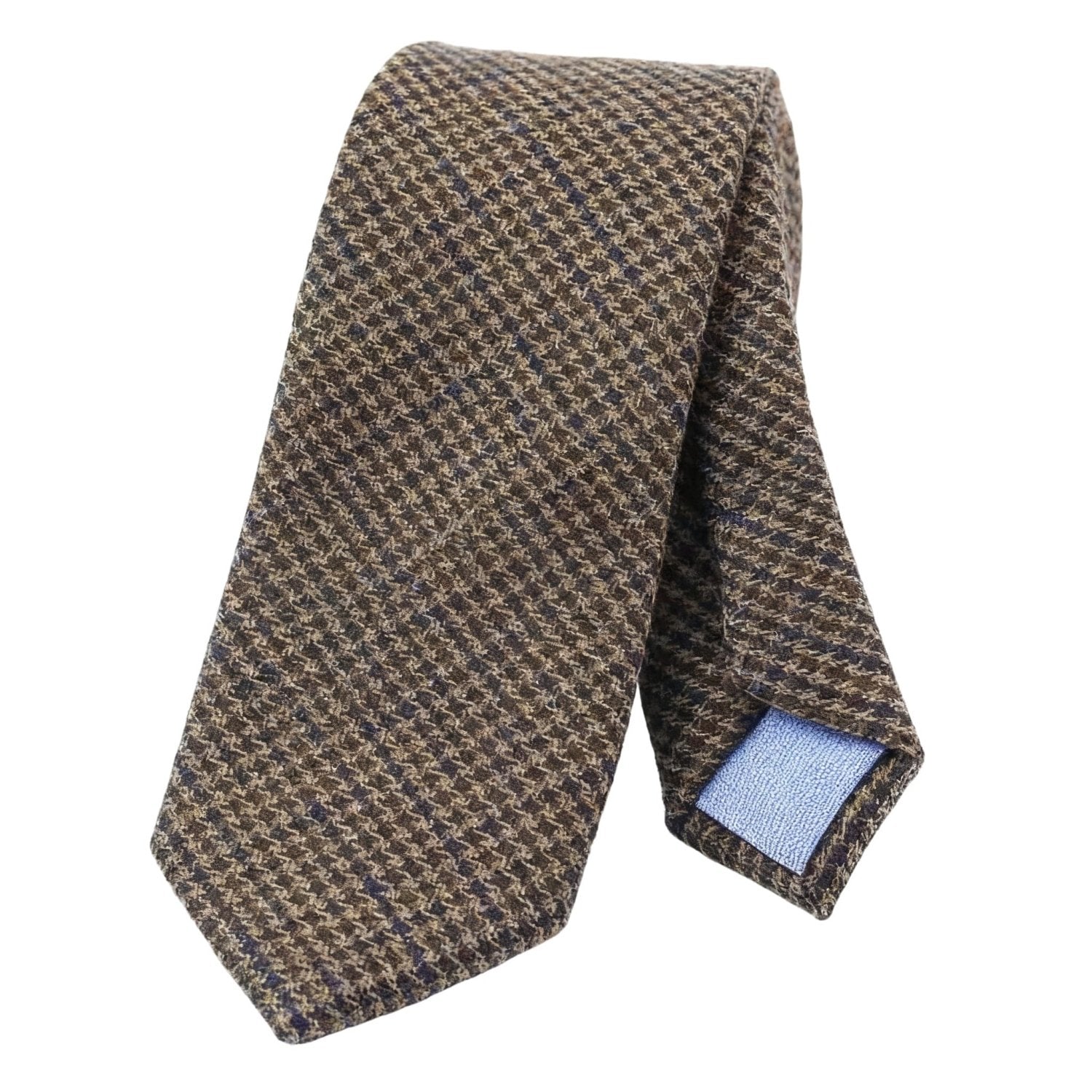 Brown Necktie With Blue Check