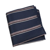 Navy Blue White Striped Pocket Square