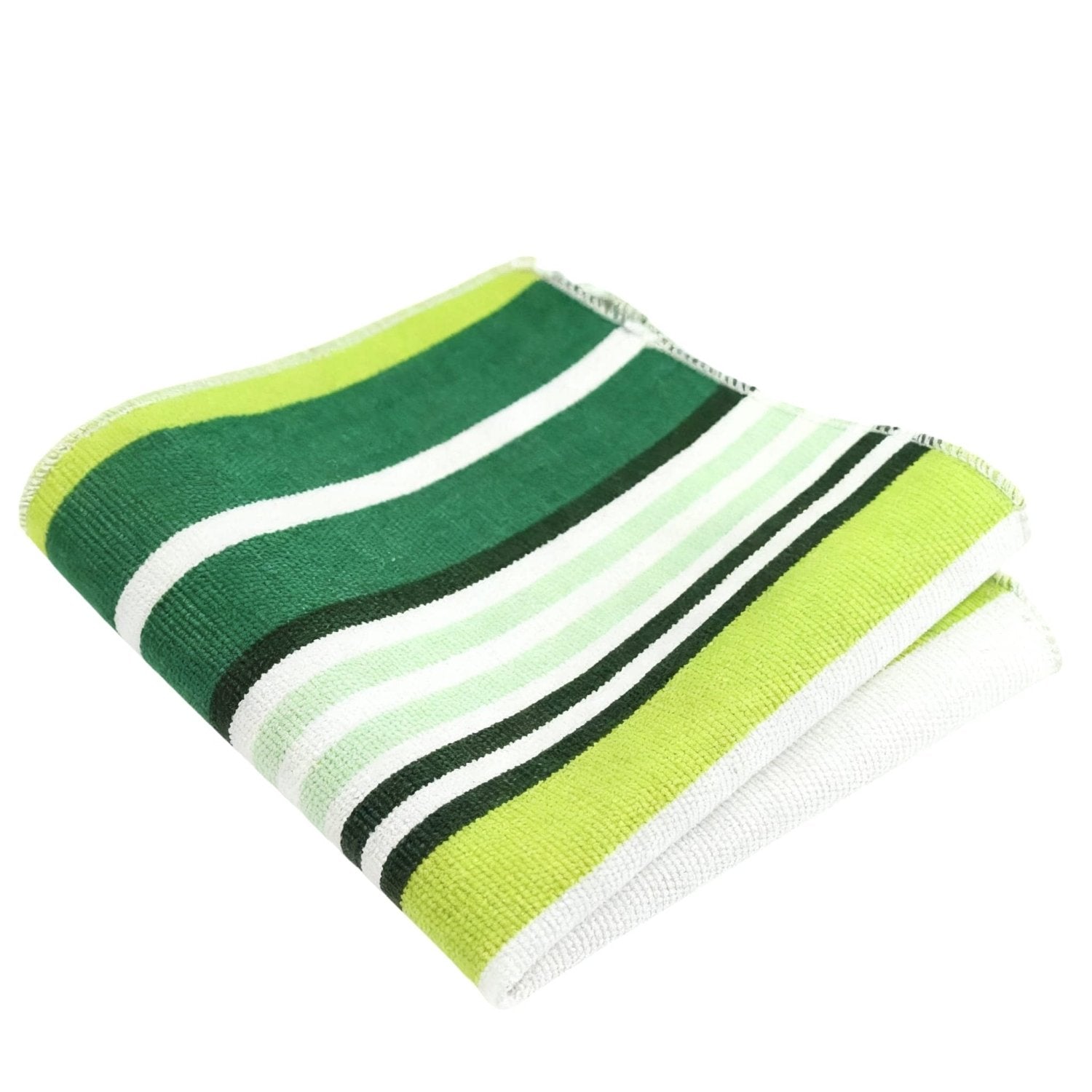 White with Green Stripes Pocket Square