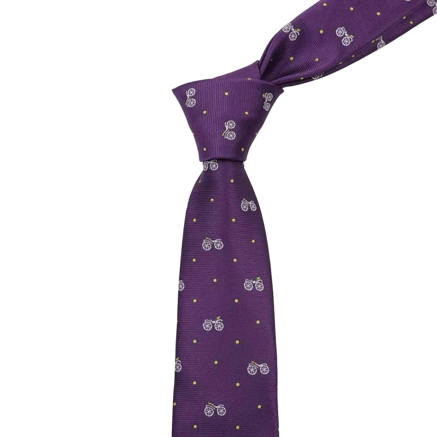 Purple With White Bicycle Necktie