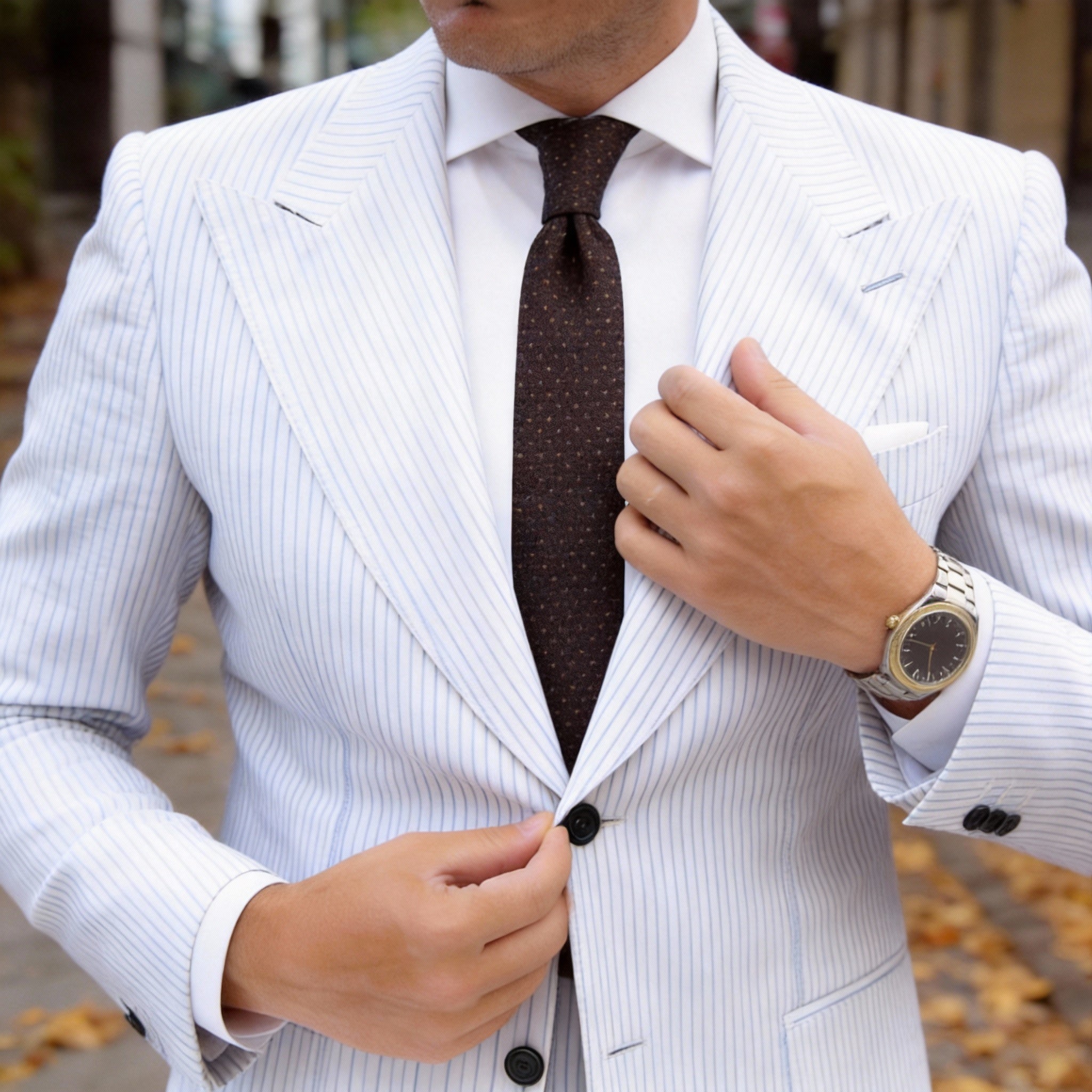 Brown With White Polka Dots Necktie