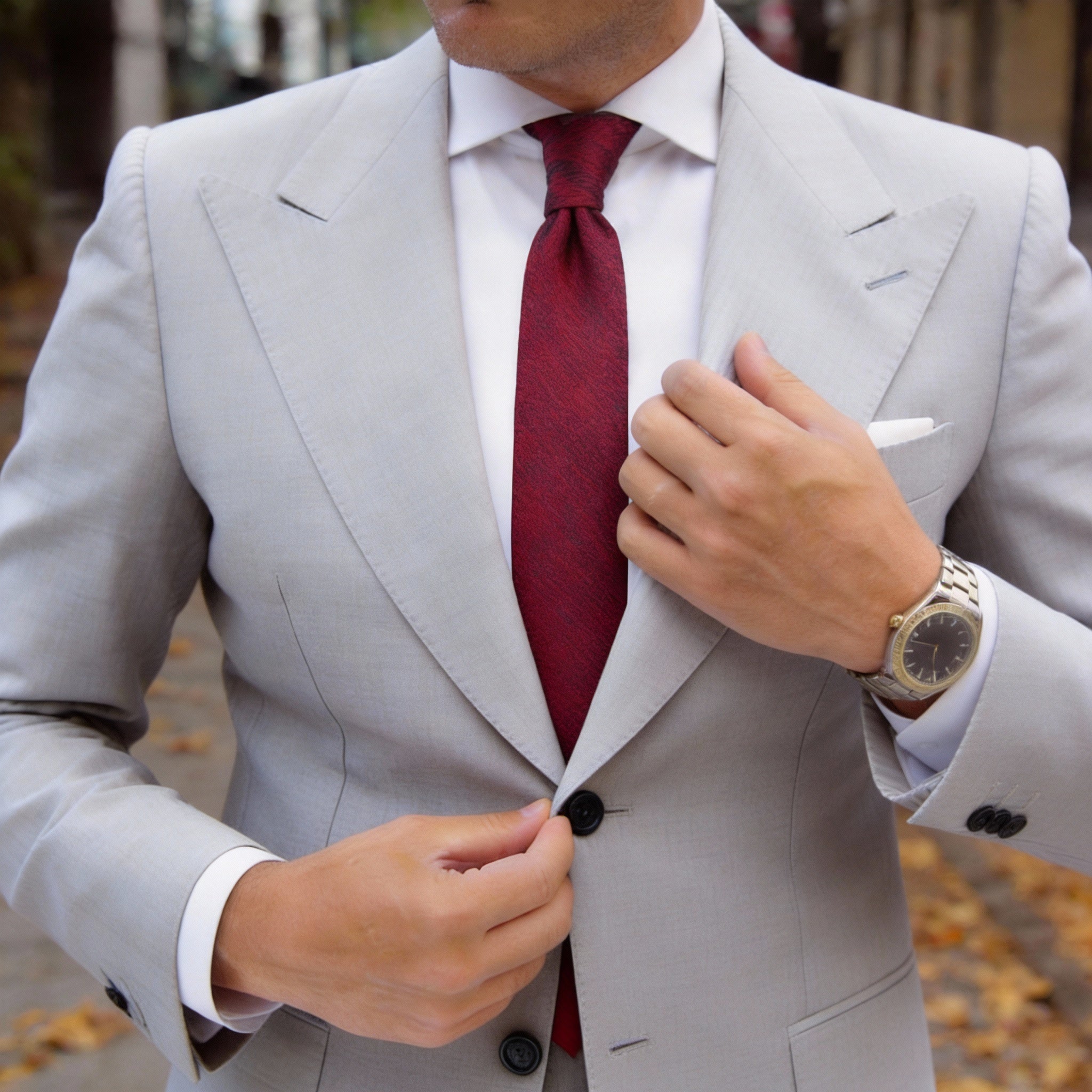 Red With Dark Blue Striped Necktie