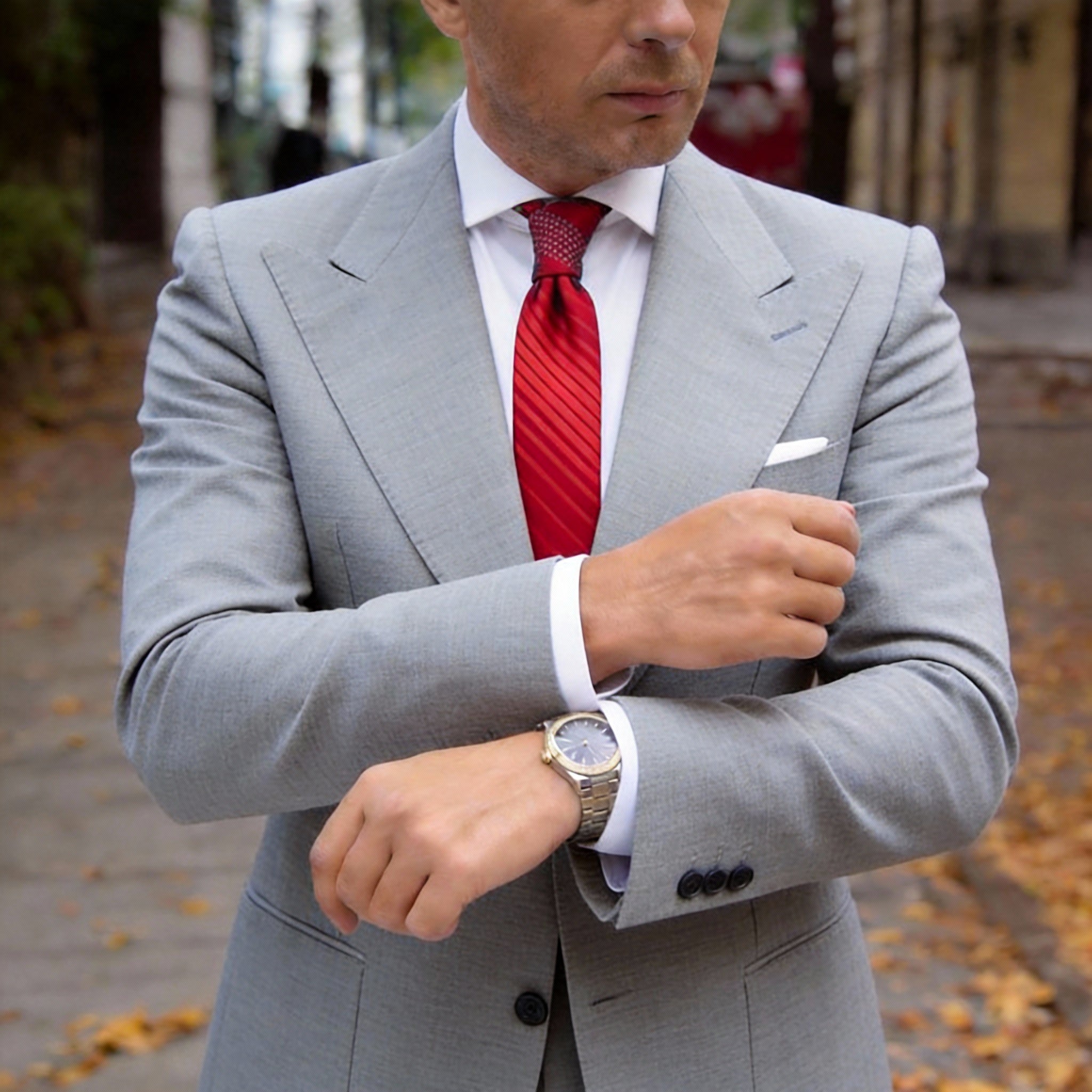 Red With White Dots & Stripes Necktie