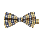 Gold Blue Plaid Bowtie