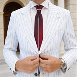 Burgundy With White Stripe Necktie