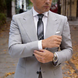 Black With White Striped Scroll Necktie