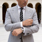 Black With White Dotted Diagonal Stripes Necktie