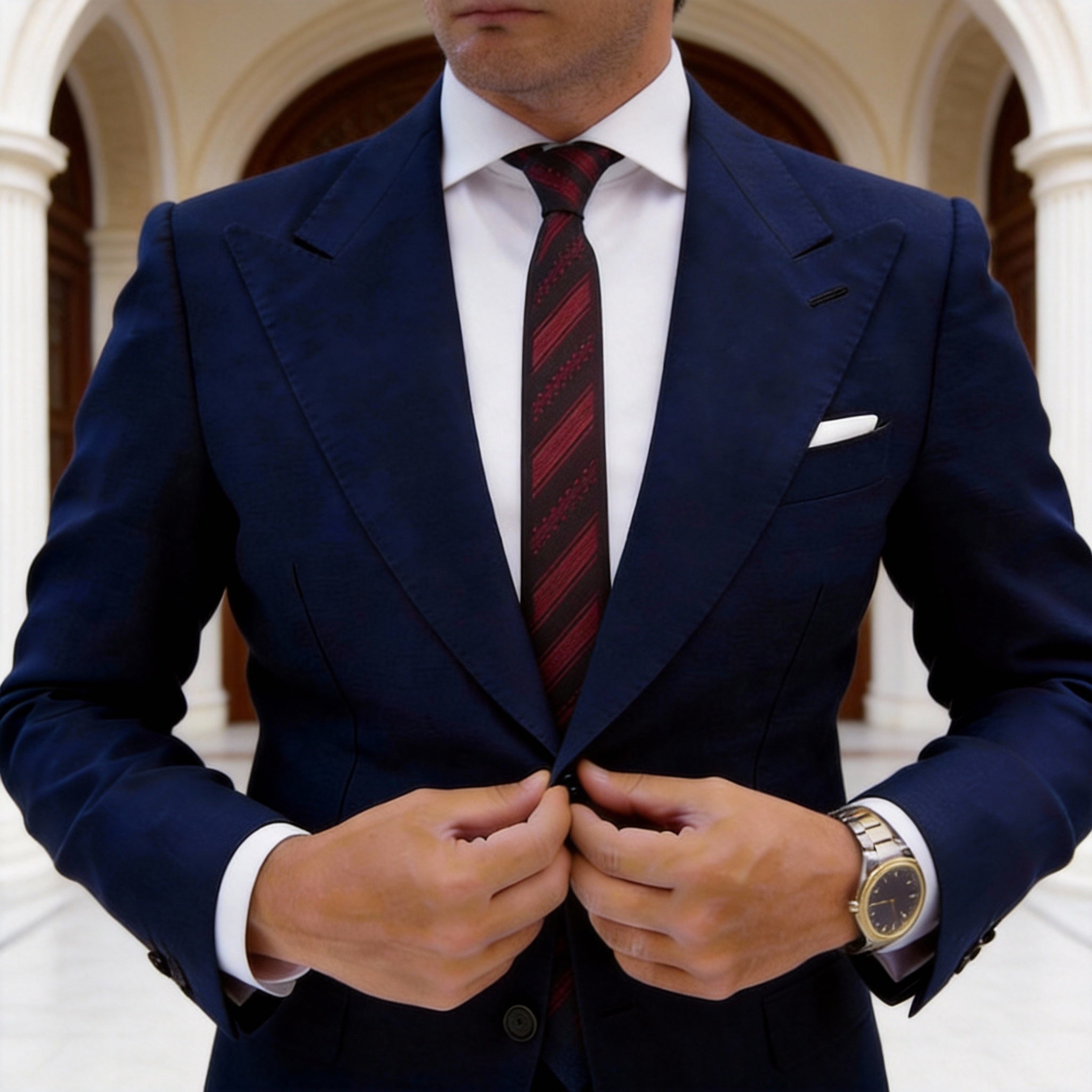 Dark Red with Red Striped Necktie