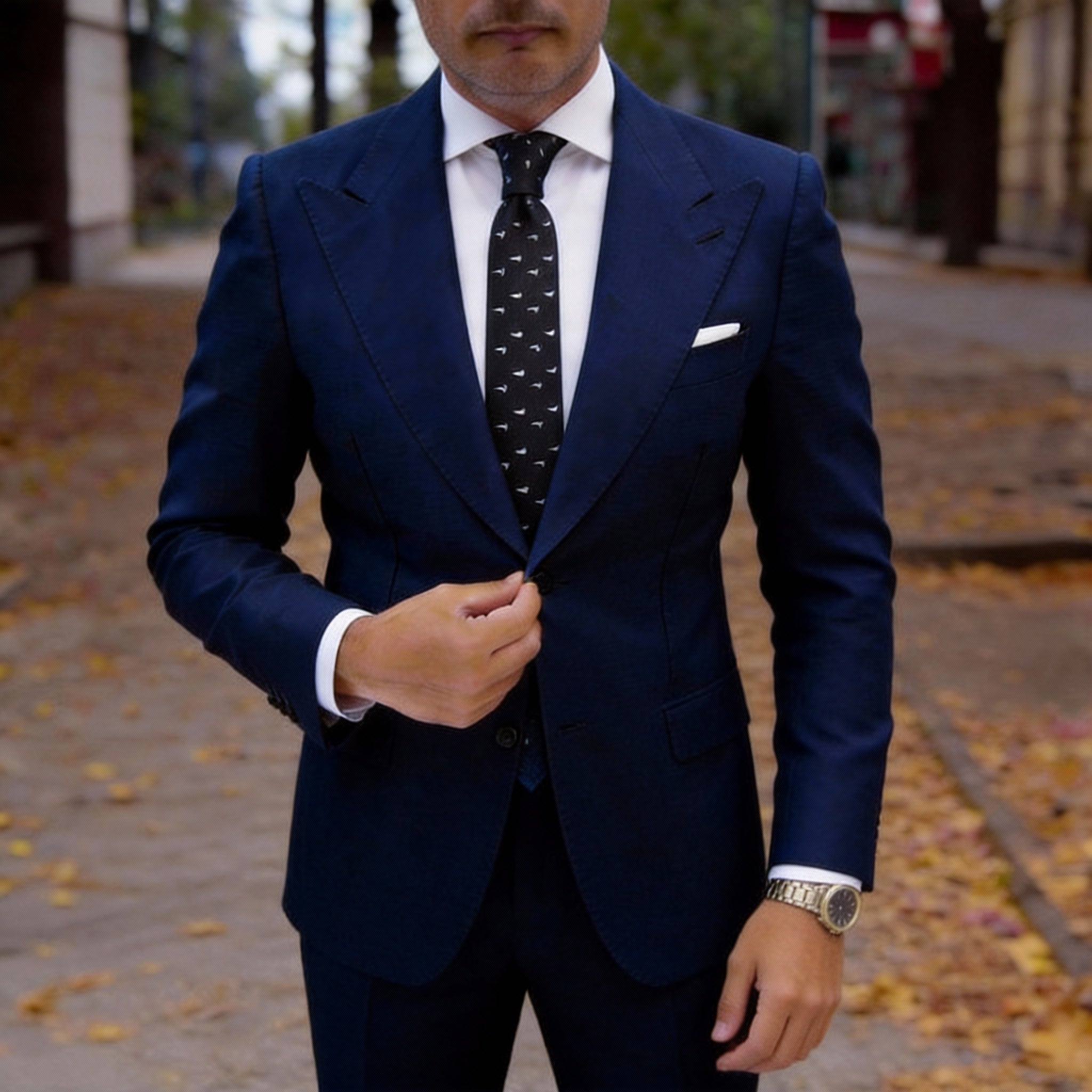 Black with White Paisley Necktie