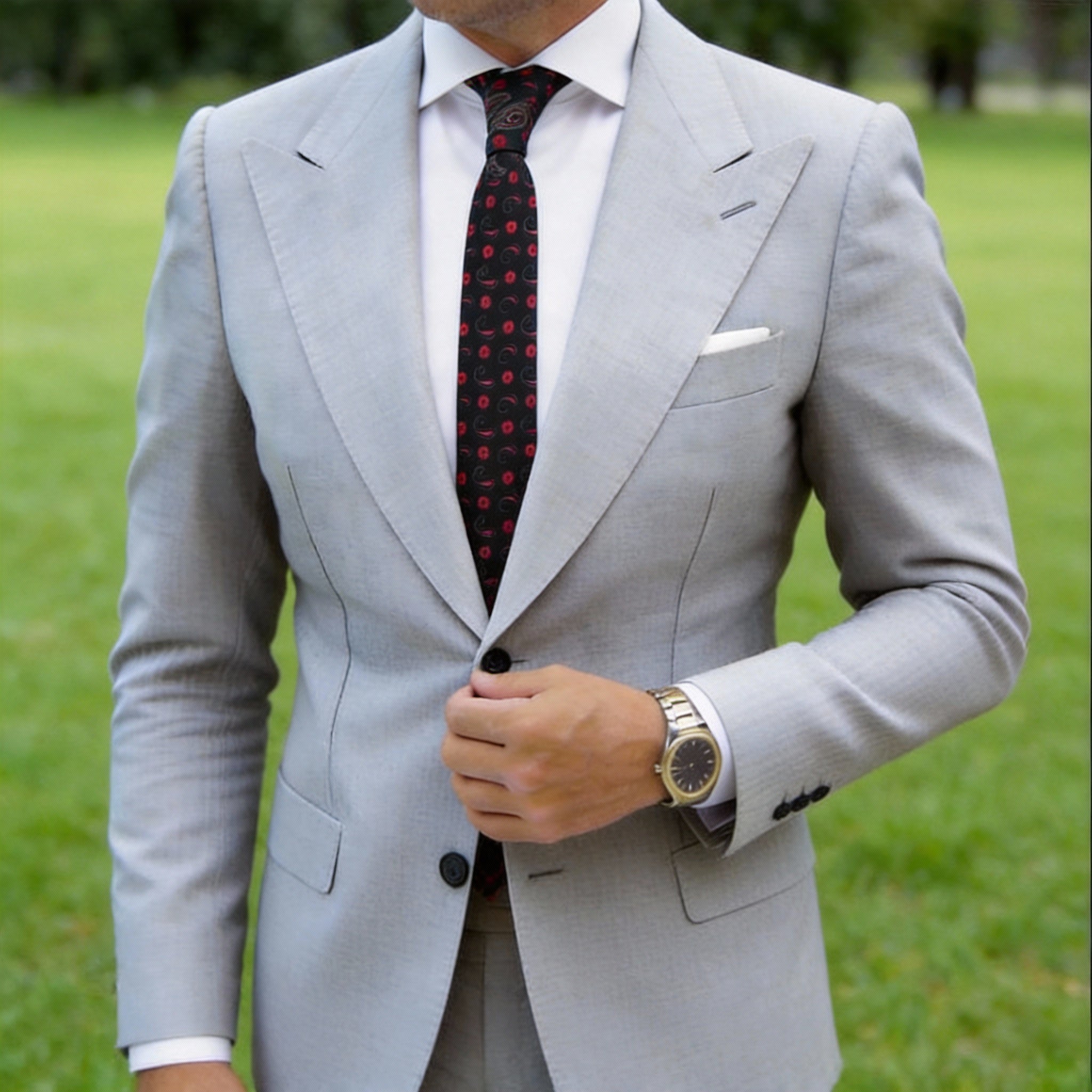 Black Necktie With Red Floral Paisley