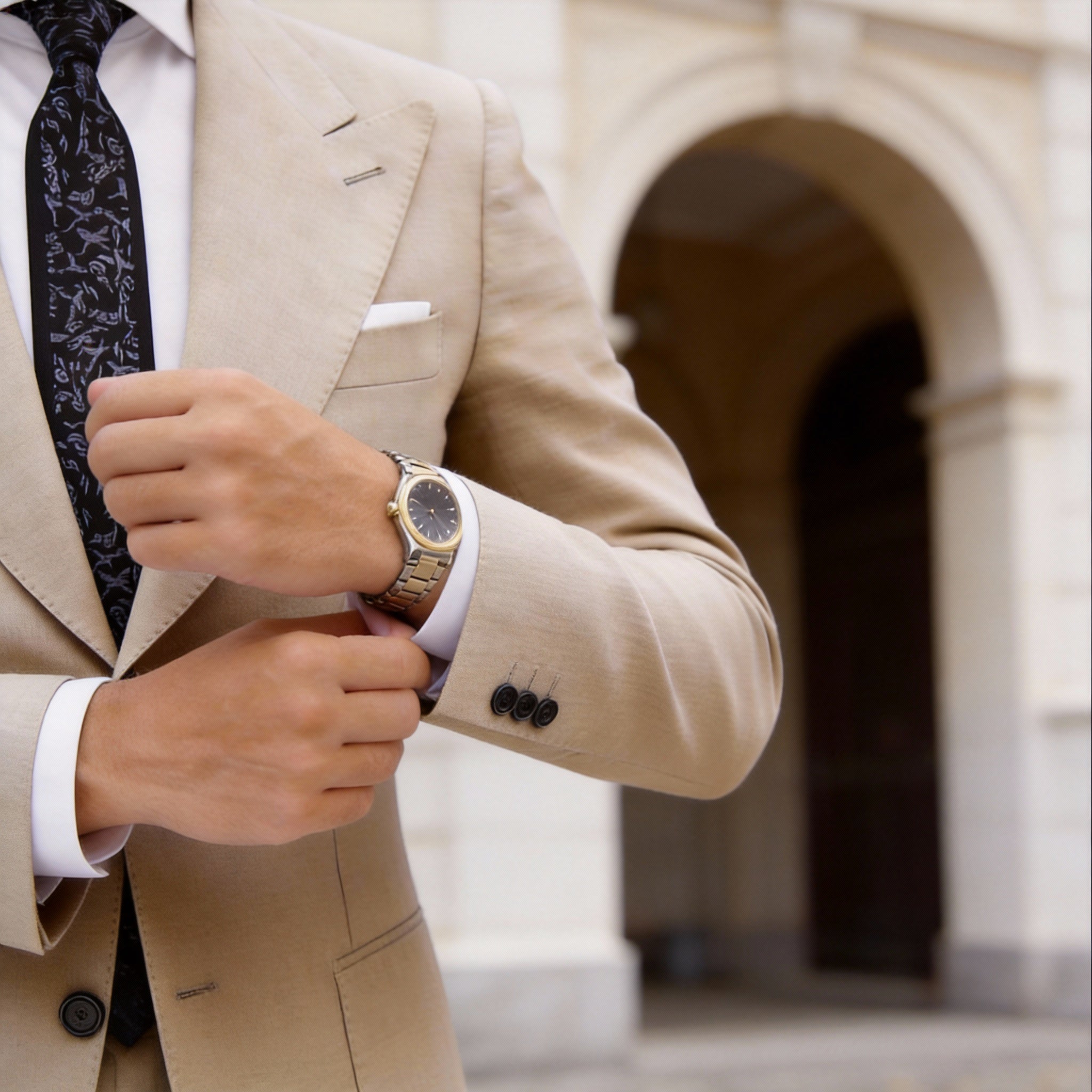 Black With Purple & White Floral Necktie