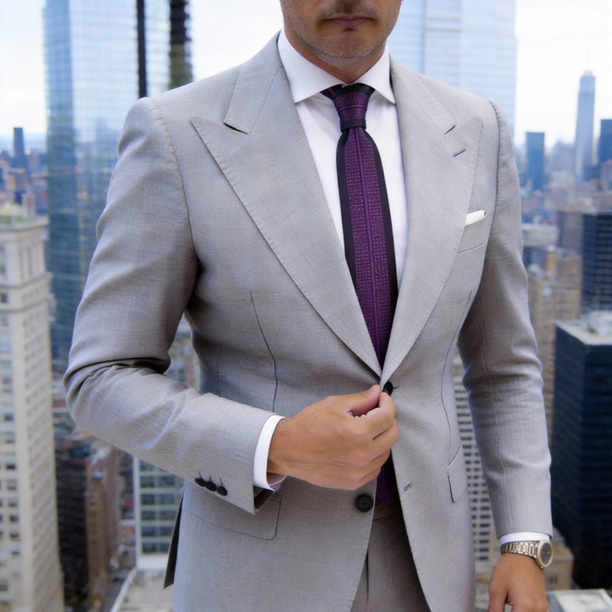 Black With Purple Dot-and-Stripe Necktie