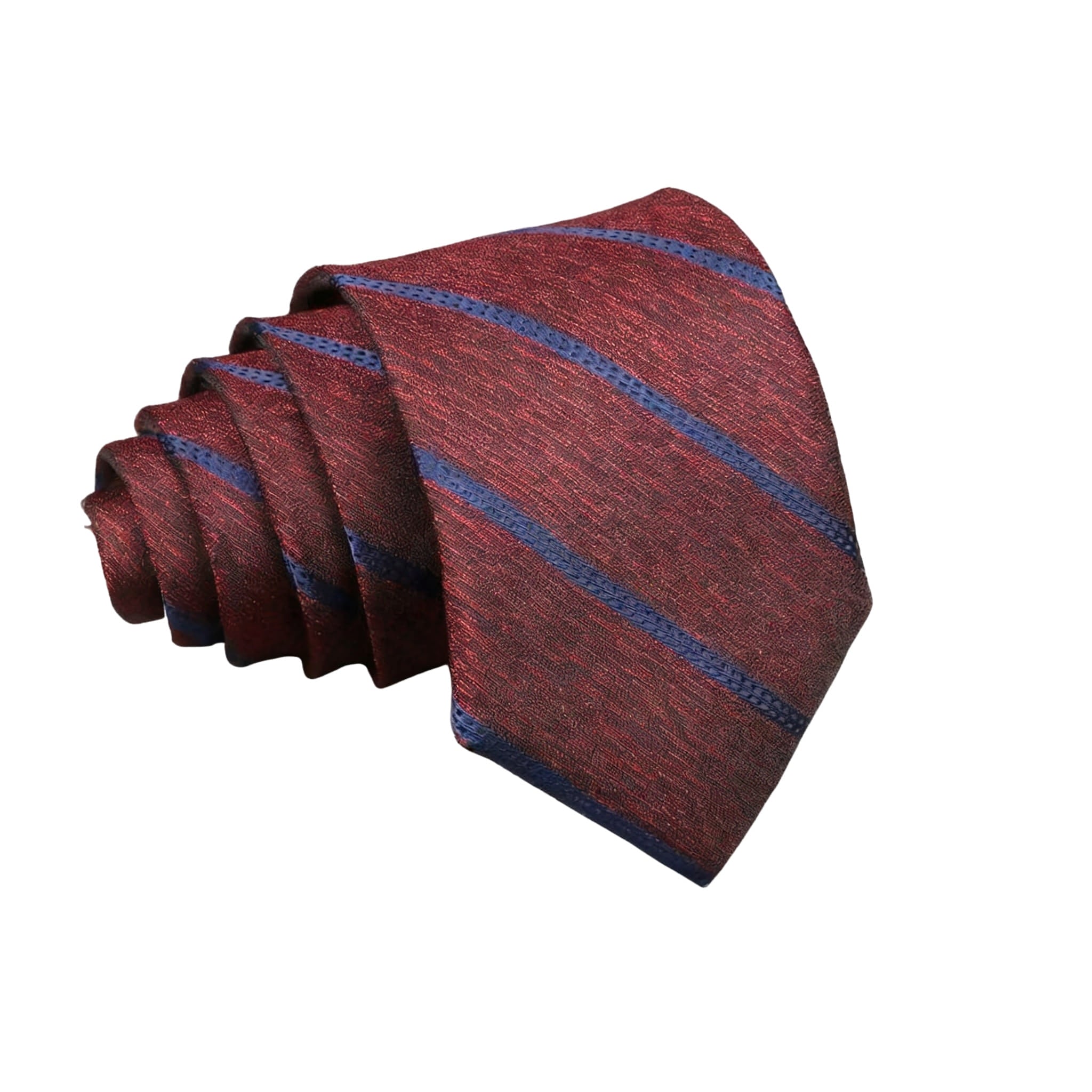 Burgundy With Blue Diagonal Stripes Necktie
