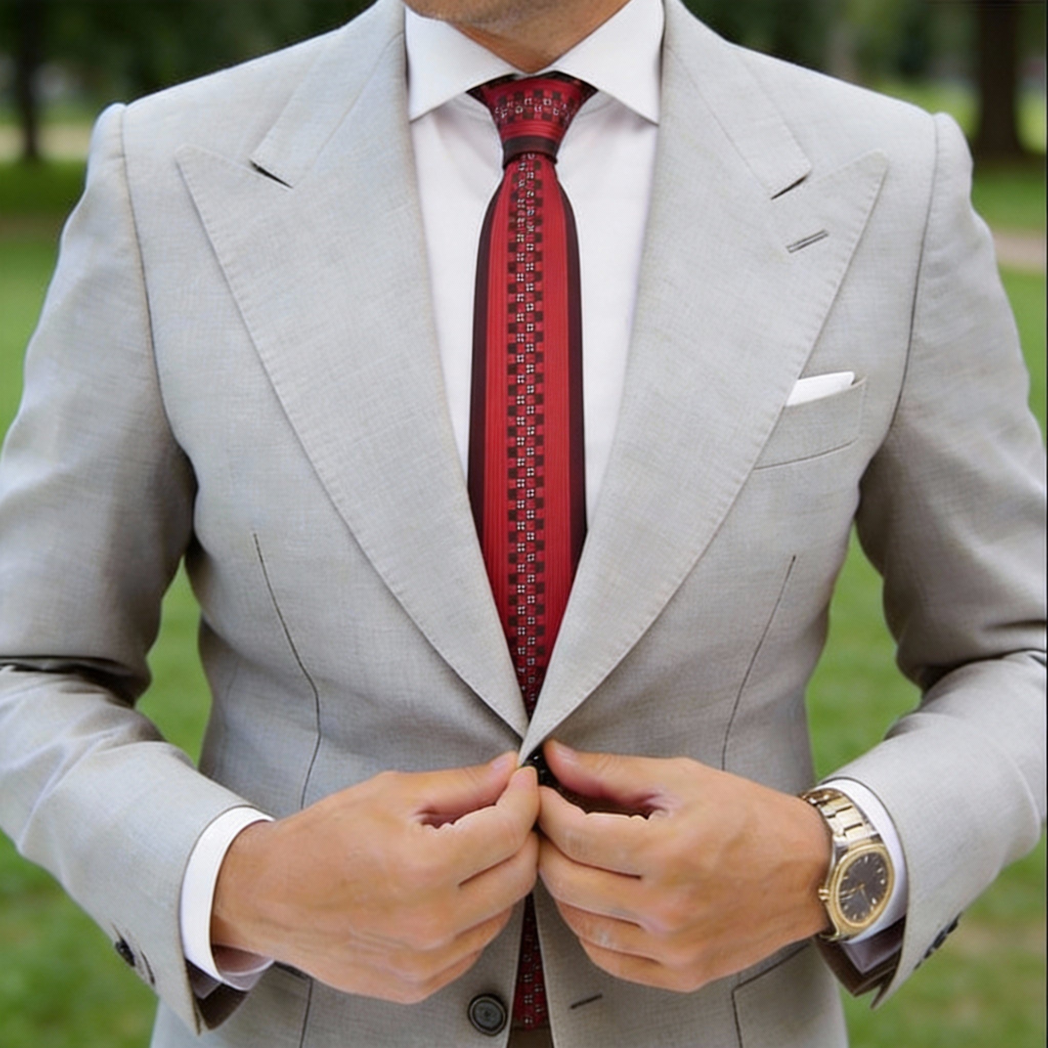 Red With Black Checkered Necktie