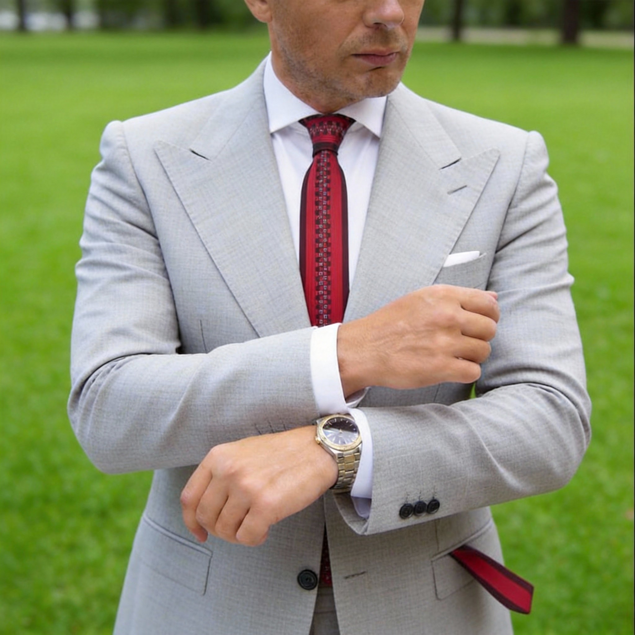 Red With Black Checkered Necktie
