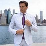 Purple With White Checkered Necktie