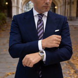 Black With Purple Diagonal Stripes Necktie