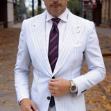 Purple With Pink White Striped Dotted Necktie