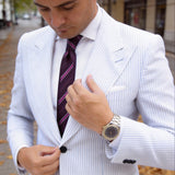 Purple With Pink White Striped Dotted Necktie
