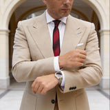 Red Necktie With Black Stripes & Red Motifs