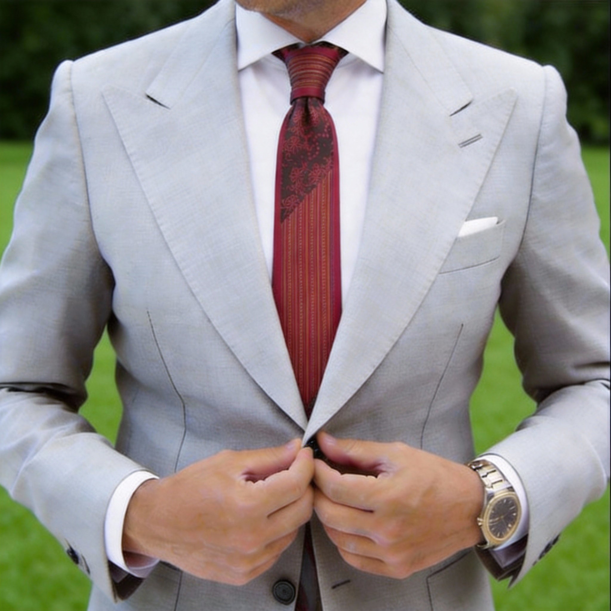 Red with Red Floral & Striped Necktie