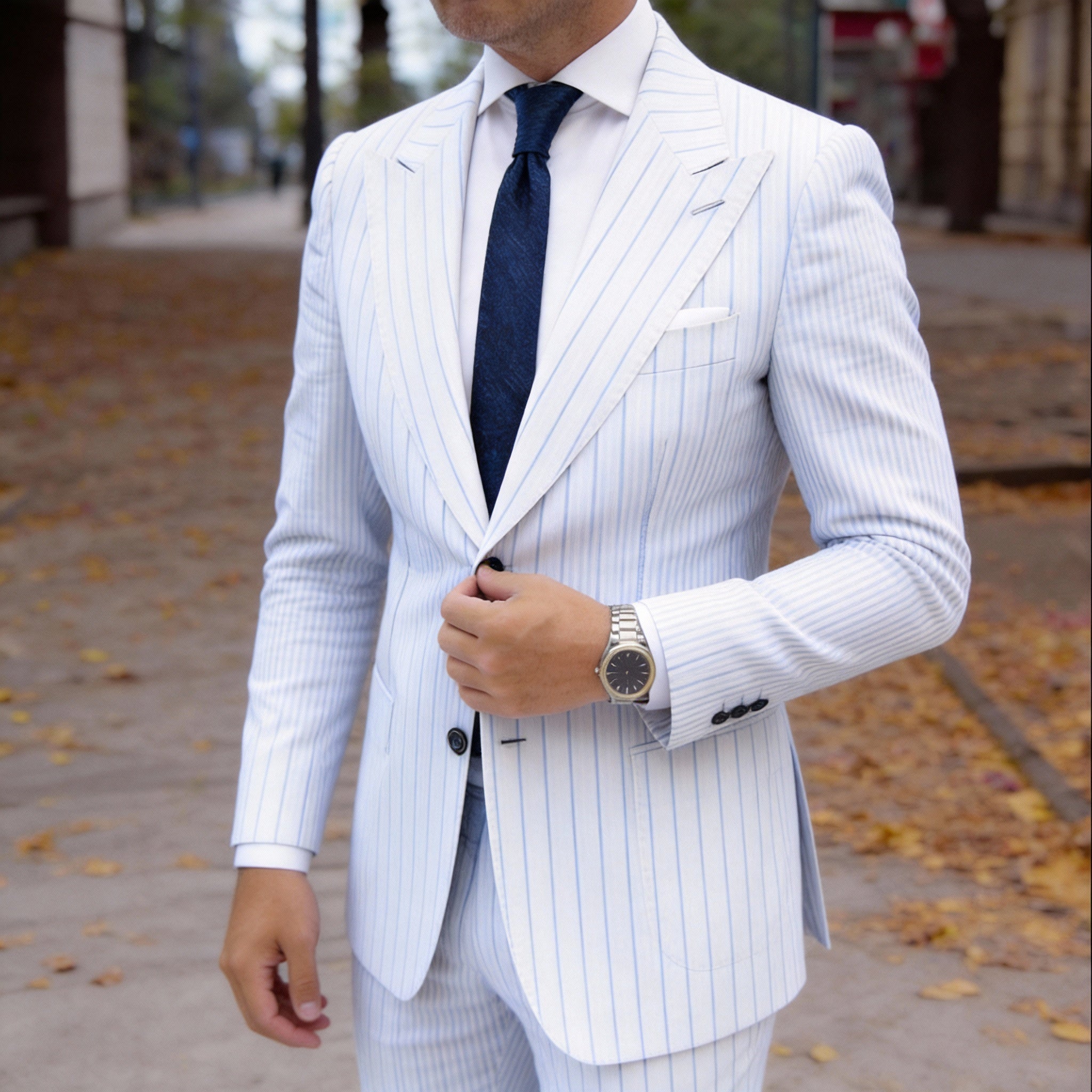Dark Blue with Blue Striped Necktie