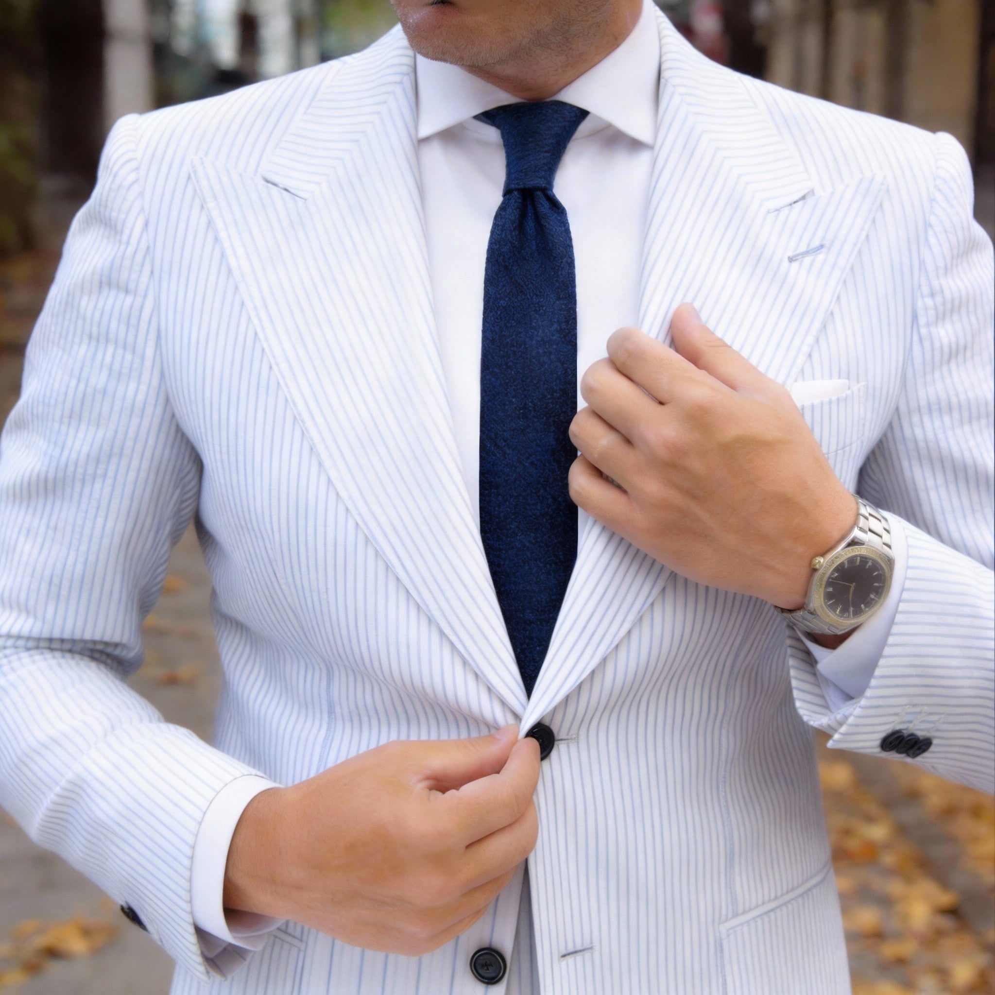 Dark Blue with Blue Striped Necktie