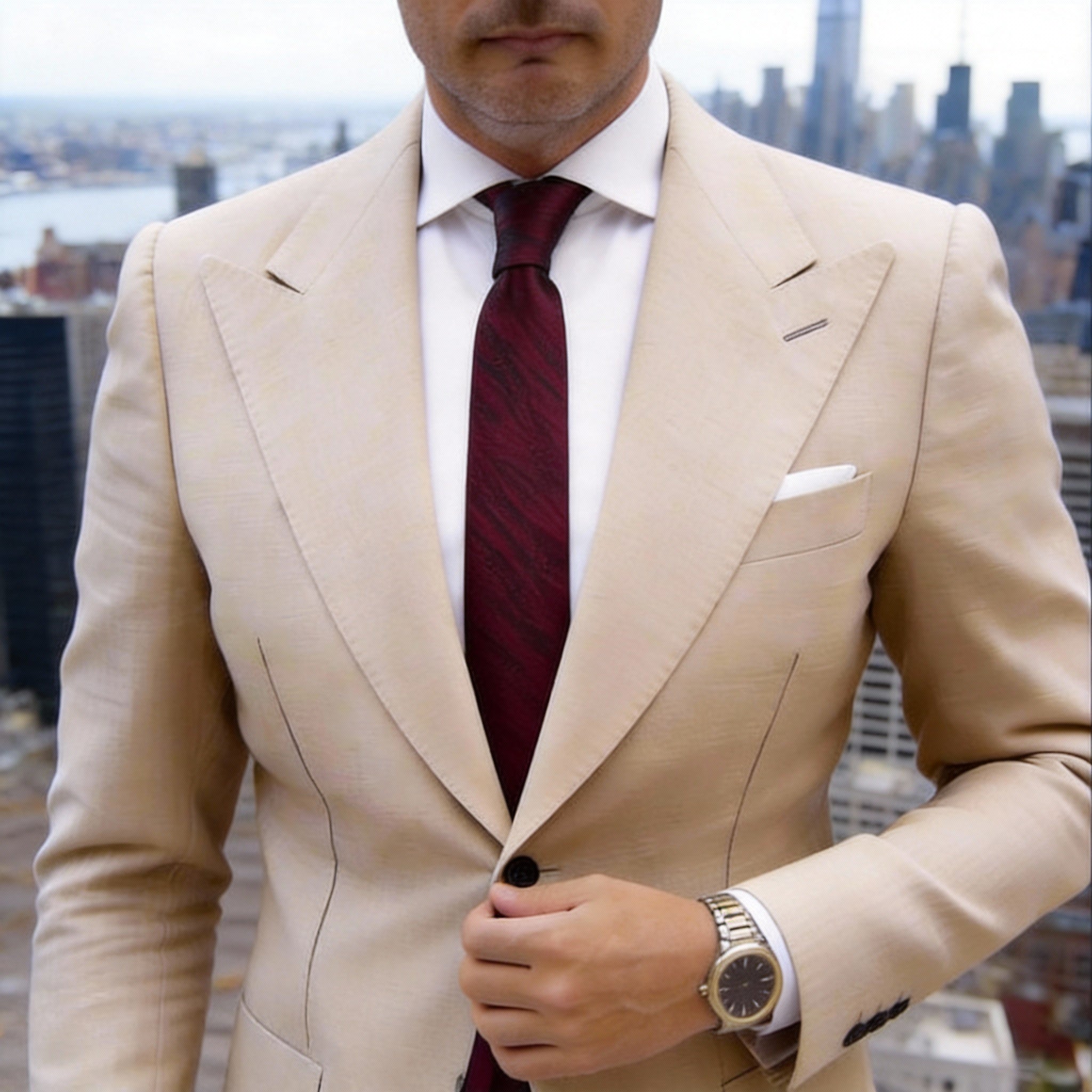Red With Black Textured Necktie