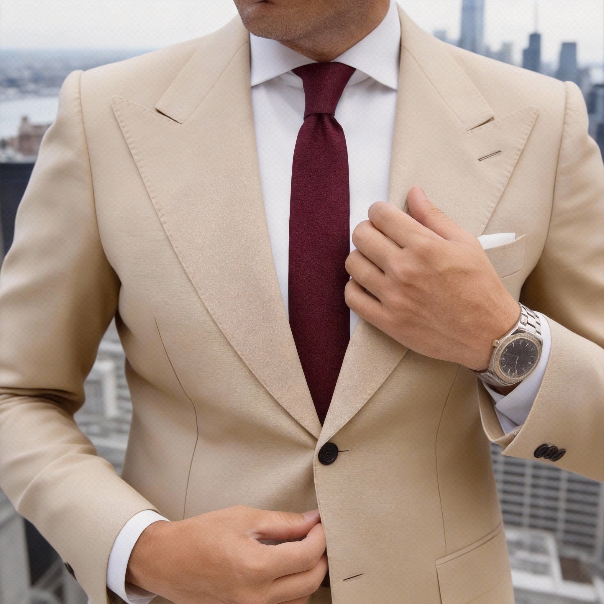 Red With Black Textured Necktie