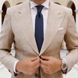 Navy Blue With White Blue Small Squares Necktie