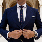Navy Blue Necktie with Red Paisley