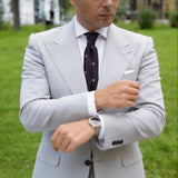 Purple With White Fleur-de-lis Necktie