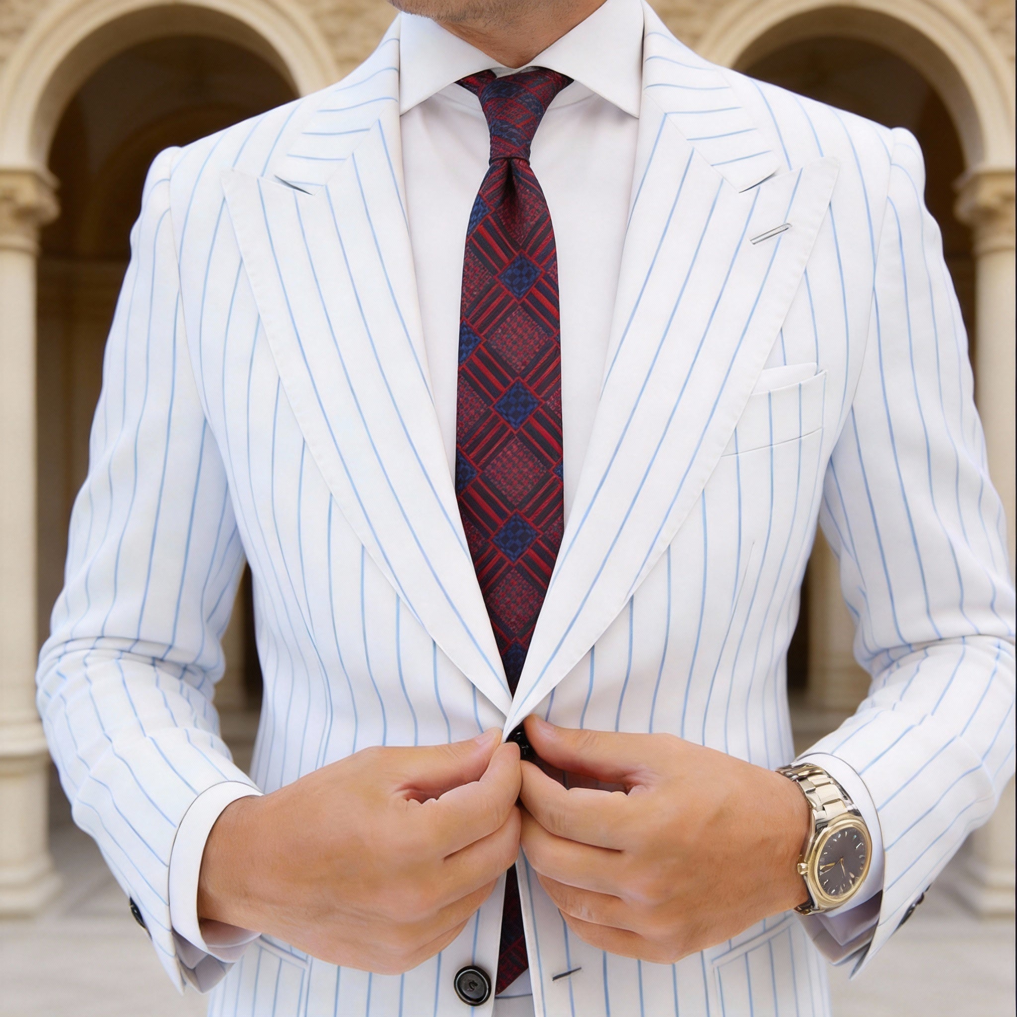 Red With Blue Checkered Necktie