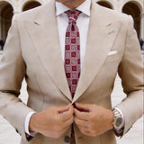 Dark Brown With Red Pink Gray Medallion Necktie