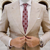 Dark Brown With Red Pink Gray Medallion Necktie
