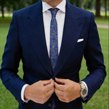 Blue With Gold Paisley Necktie