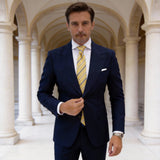 Yellow Necktie With Black White Stripes