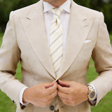 Cream Necktie With Black Stripes