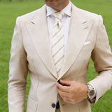 Cream Necktie With Black Stripes
