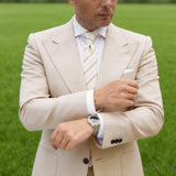 Cream Necktie With Black Stripes