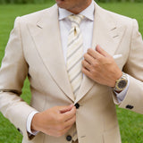Cream Necktie With Black Stripes