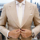 Light Cream Necktie with Small Geometric Pattern